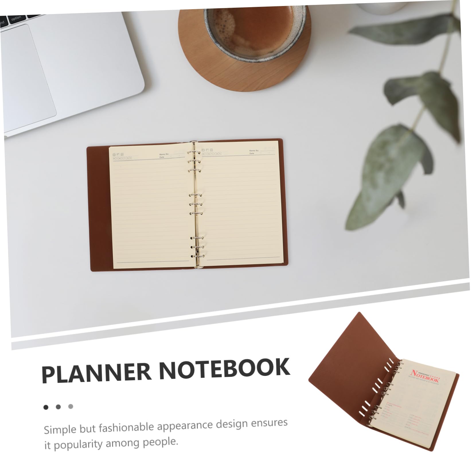 SECFOU Carnet de Notes à Anneaux Pu Rechargeable Marron pour Bureau et Voyages