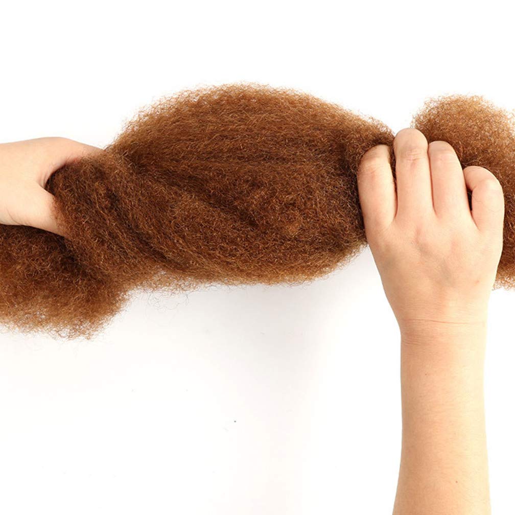 1 Bundles Kinky Bulk Human Hair Remy Mongolian Afro Kinky Bulk 50 Gram/Pc Curly Hair Crochet for Braiding Hair Extensions for Women Light Brown 1 Pack