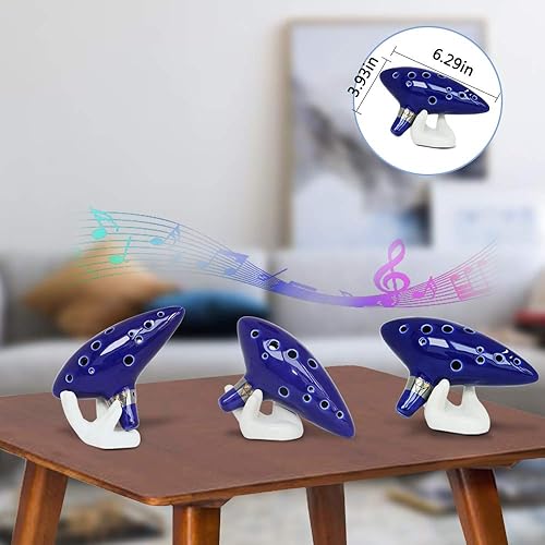 Miniatura 3 de SENHAI Ocarina Instrumento con correa para el cuello y libro de canciones, Ocarinas Alto C de 12 hoyos con caja de regalo, soporte de exhibición en