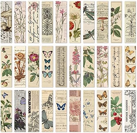Vintage Natural Style Butterfly Flower Plant Bookmarks, 30CPS (Gentle Whispers)