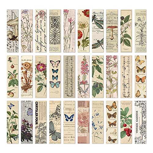 Vintage Natural Style Butterfly Flower Plant Bookmarks, 30Cps (Gentle Whispers) #TOP1