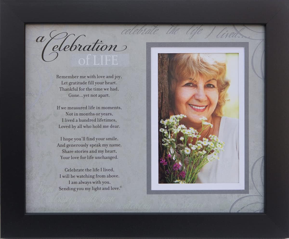 Memorial/Remembrance Photo Frame with Inspirational A Celebration of Life Poem - Sympathy Gift for Loss of Loved One (Black)