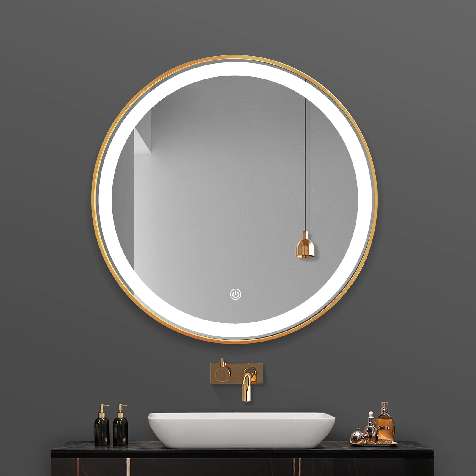Buy 24 Inch Round LED Bathroom Mirror, Smart Vanity Mirror with High