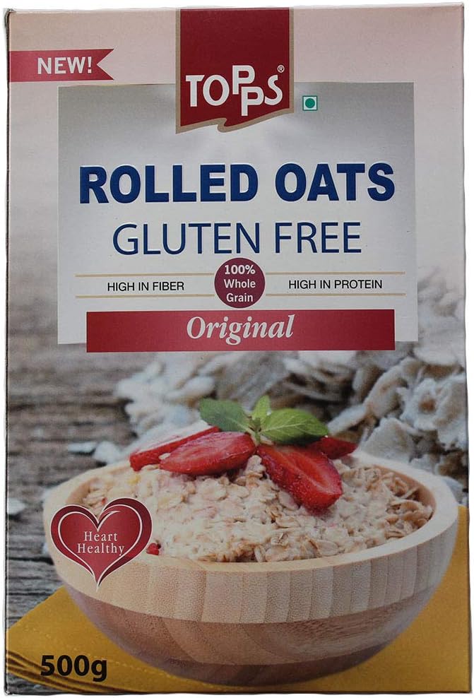 Topps Rolled Oats | Gluten Free | 100% Whole Grain, High in Fiber & High in Protein | 425g