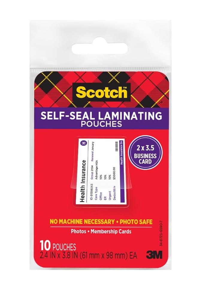 Amazon.com: Scotch Self-Sealing Laminating Pouches, Business