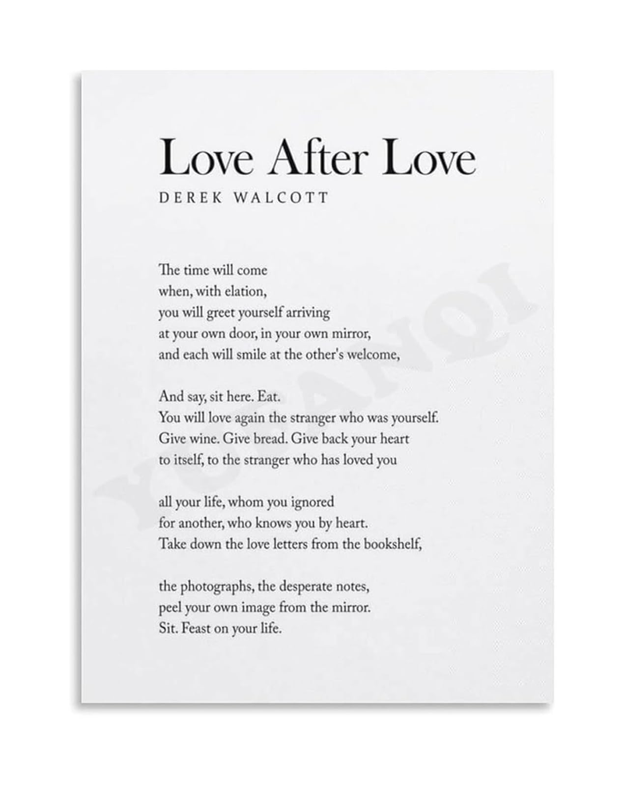 IDGTTLDF Literary Inspired Wall-Art Love After Love Canvas Print for Reading Nook Study and Library Decor Framed,16x24inch(40x60cm)