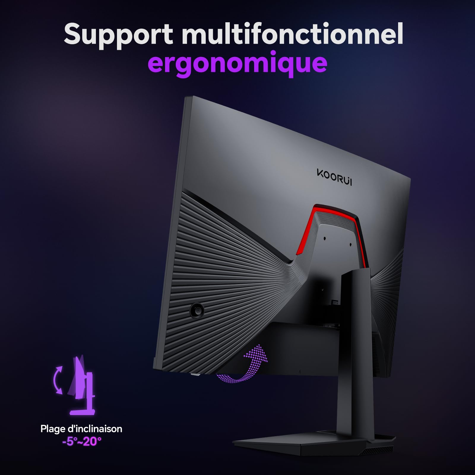 KOORUI 27 Pouces Ecran PC Gamer 200Hz WQHD HDR 400 Adaptive Sync HDMI/DP | Fast IPS, 1MS, DCI-P3 95%, SRGB 99%, WQHD 2560x1440, VESA 75*75mm, pour le travail de bureau ou les jeux