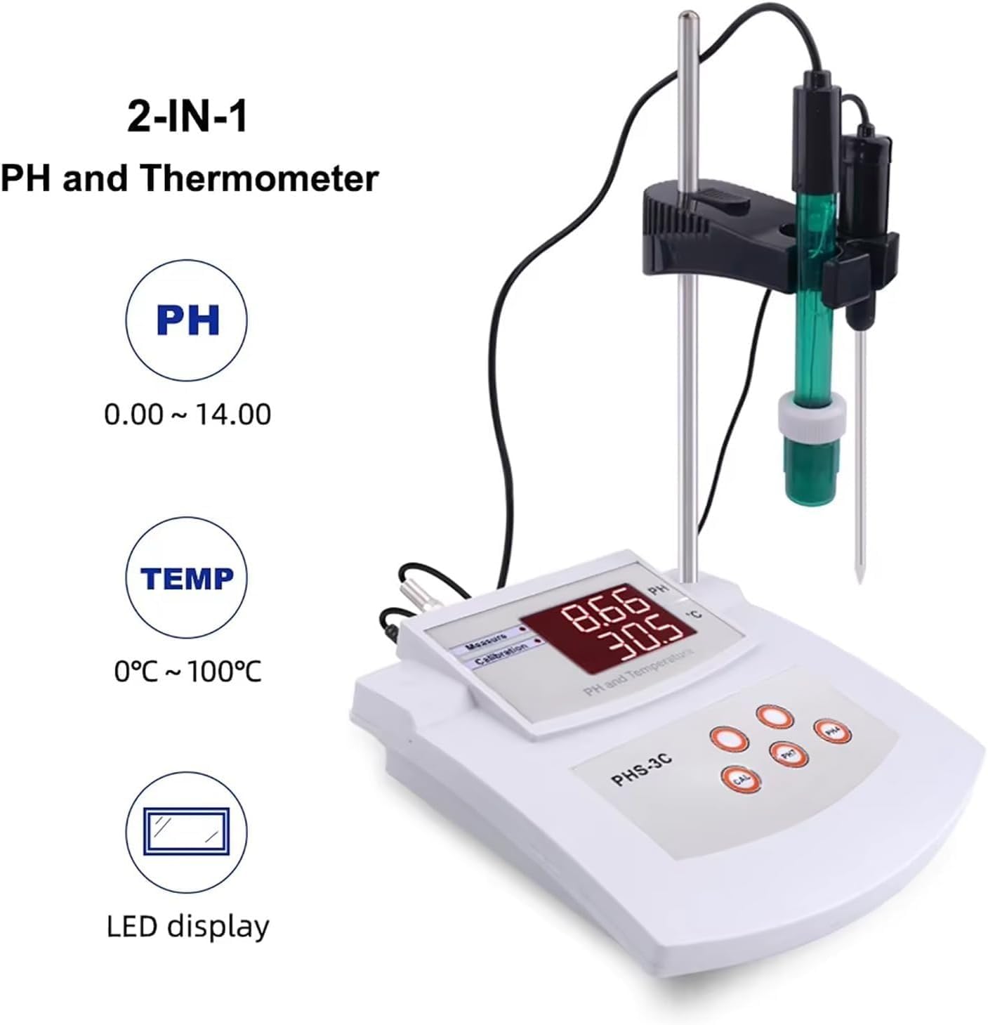 Misuratore Di Acidità Da Tavolo Con Calibrazione Automatica, A 2 Punti, PHmetro Laboratorio, Precisione ±0,01 PH E Elettrodi Per PH/temperatura