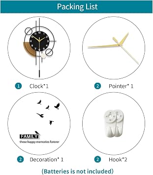 Large Wall Clock Decorative Pendulum Wall Clock Battery Operated | Analog Silent Quartz Black Modern Clock for Living Room,Bedroom,Kitchen,Dining Room,Office,School,Home Decor,12.9x22.8 inch