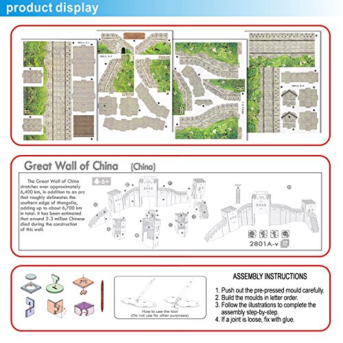 Runsong Creative 3D Puzzle Paper Model Great Wall Diy Fun & Educational Toys World Great Architecture Series, 28 Pcs #TOP6