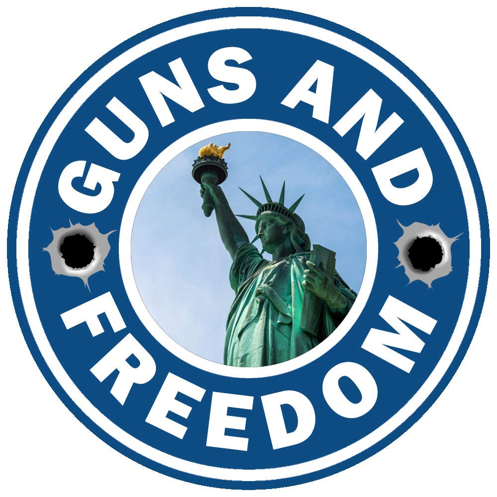 Guns and Freedom 2A Second Amendment Gun Rights NRA Sticker 3 Inch Round Laptop Decal