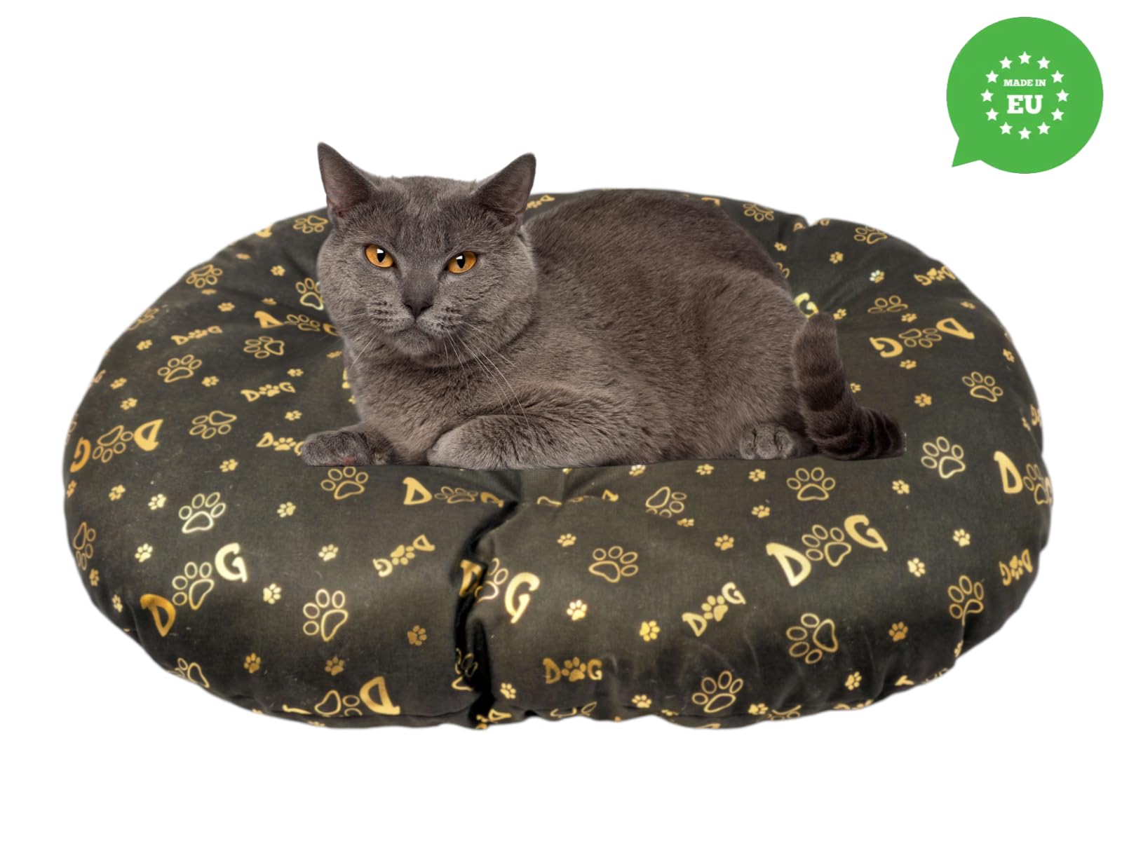 Coussin Ovale pour Chien et Chat - 60 x 40 cm - Marron Foncé - Lit Lavable - Idéal pour Paniers de Transport