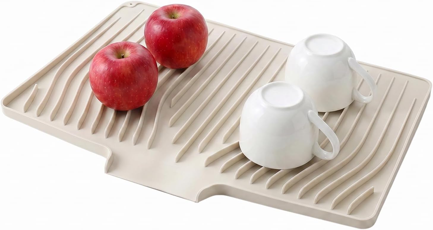 Silicone Dish Drying Mat for Kitchen Counter, Dishwasher Safe, Quick-Dry