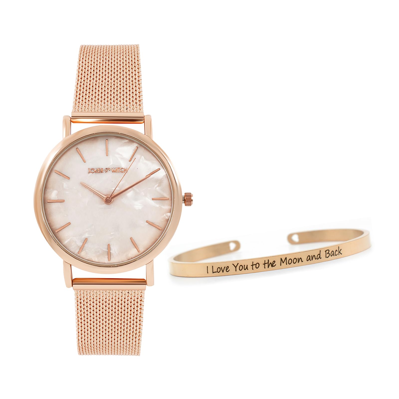 Joker & Witch Stainless Steel Pink Tea Rosegold Analogue Watch Bracelet Stack Women Analogue Watch Gift Sets, Rose Gold Dial, Rose Gold Band (B0CC526255) Amazon Price History, Amazon Price Tracker