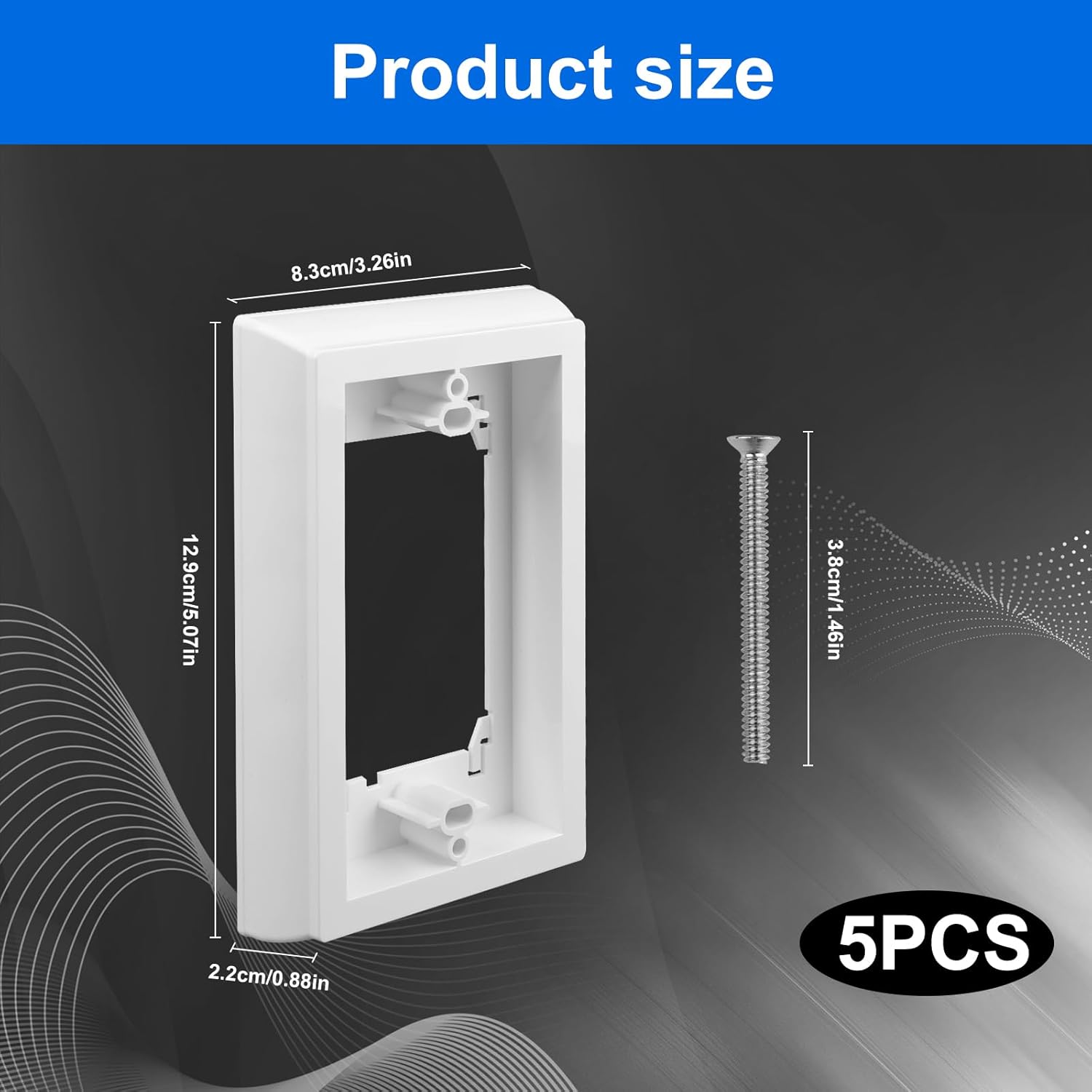 5 Pack Non Metallic Box Extender 5.07x3.26 inch Shallow Surface Box Extender, White Electrical Box Extender