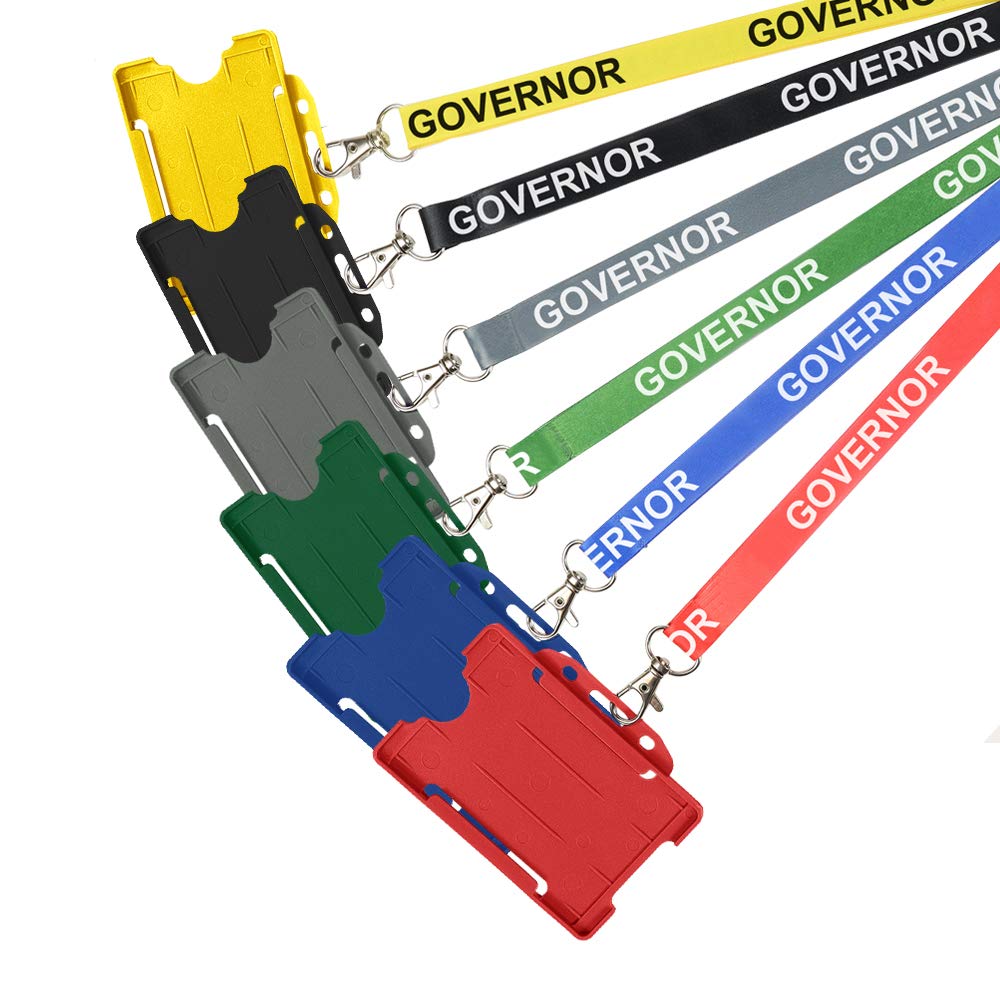 Green Governor Lanyard Neck Strap w/Open Face Card Holder for ID Cards, Name Badges & More! (Pack of 10)