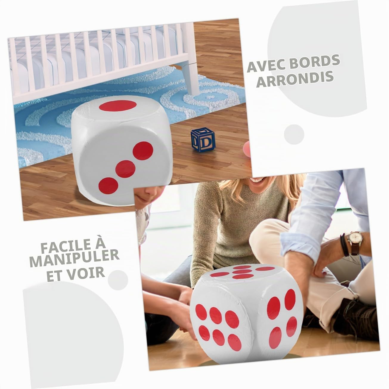 BESPORTBLE Dés Mousse Surdimensionnés Blancs en Écume, Six Faces, Matériau Sûr et Portable, pour Enseignement en Classe et Tirages Sort