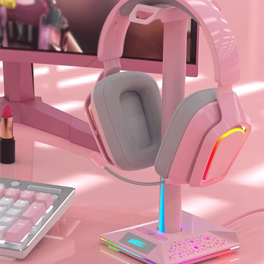 ZUMAHA Nouveau Support de Casque Support de Casque RGB Gamer Support de Casque à Affichage Simple avec Double Support de Casque USB 3,05 mm AUX Support Casque
