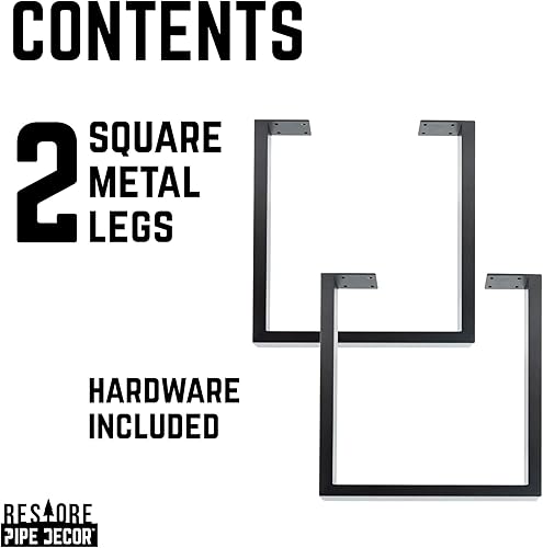 Miniatura 8 de PIPE DECOR Patas de mesa de metal, 18 pulgadas de altura, color negro, juego de 2 patas de acero industrial para mesas o bancos
