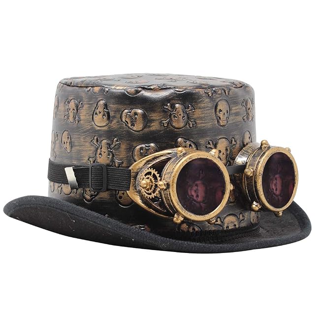 Foto 6 de 6 de Spooktacular Creations Sombrero de copa victoriano steampunk con gafas clásicas Juego de accesorios vintage…