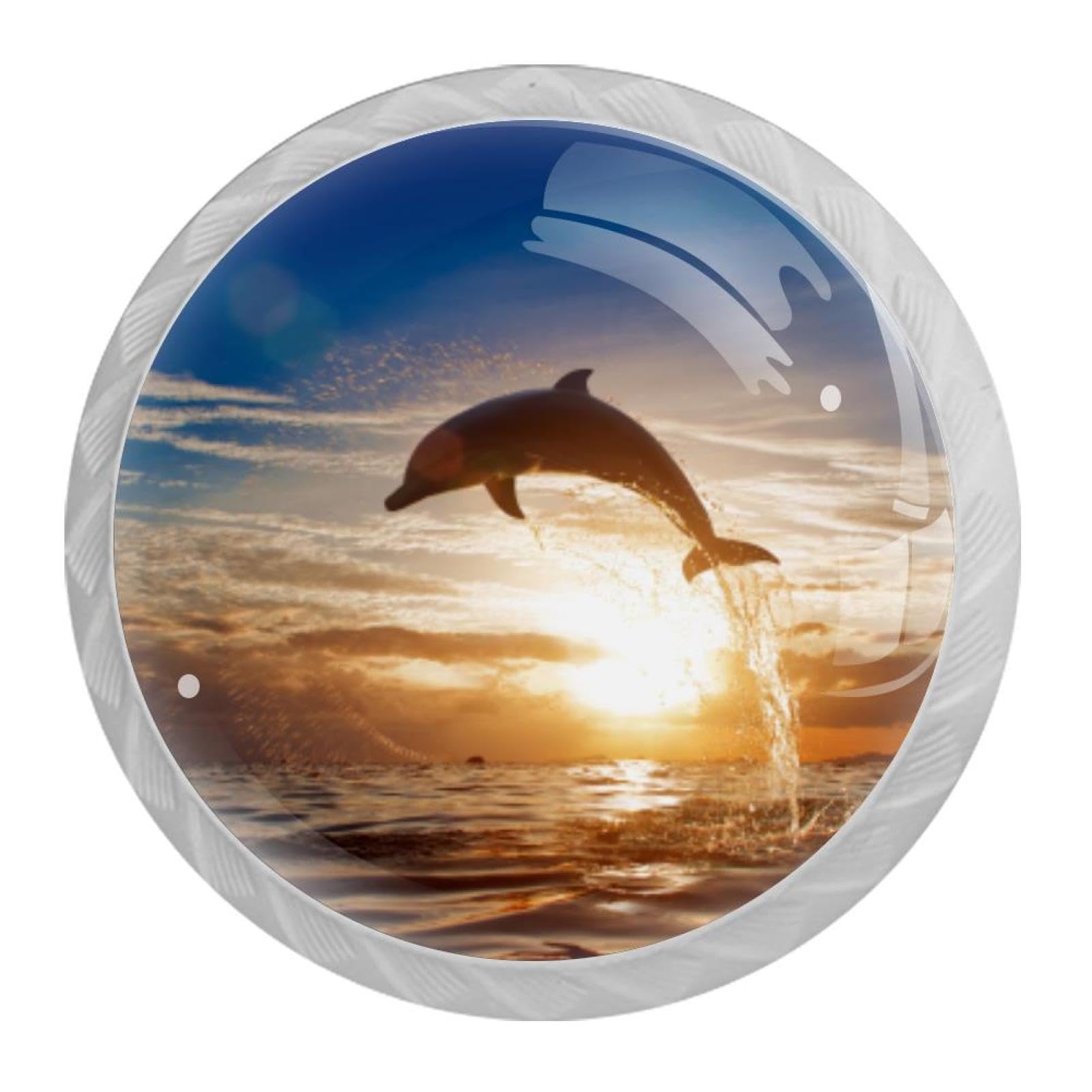 Tqmspg 4 Pieces Drawer Pulls Dolphin Jumping Door Knobs Dresser Handles for Kitchen Wardrobe Cupboard Hardware Furniture