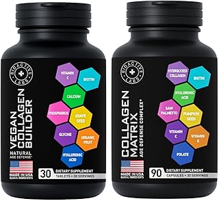 Age Defense Beauty Collagen Matrix and Vegan Collagen Enhanced Collagen Bundle for Skin, Hair, Nails