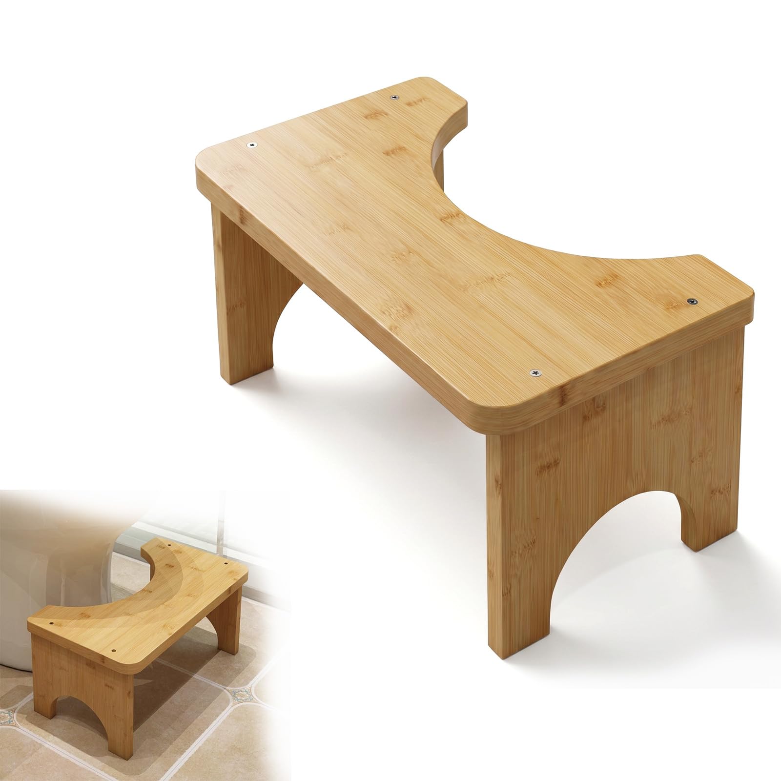 Solvio Bamboo Toilet Stool for Adults&Kids, 7Inch Anti-Slip for Bathroom