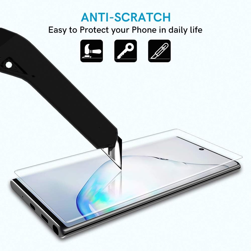 EGV 2 Pack Screen Protector Compatible with Samsung Galaxy Note 10 Plus, Tempered Glass, Fingerprint Unlock Compatible, Easy to Install, Case Friendly