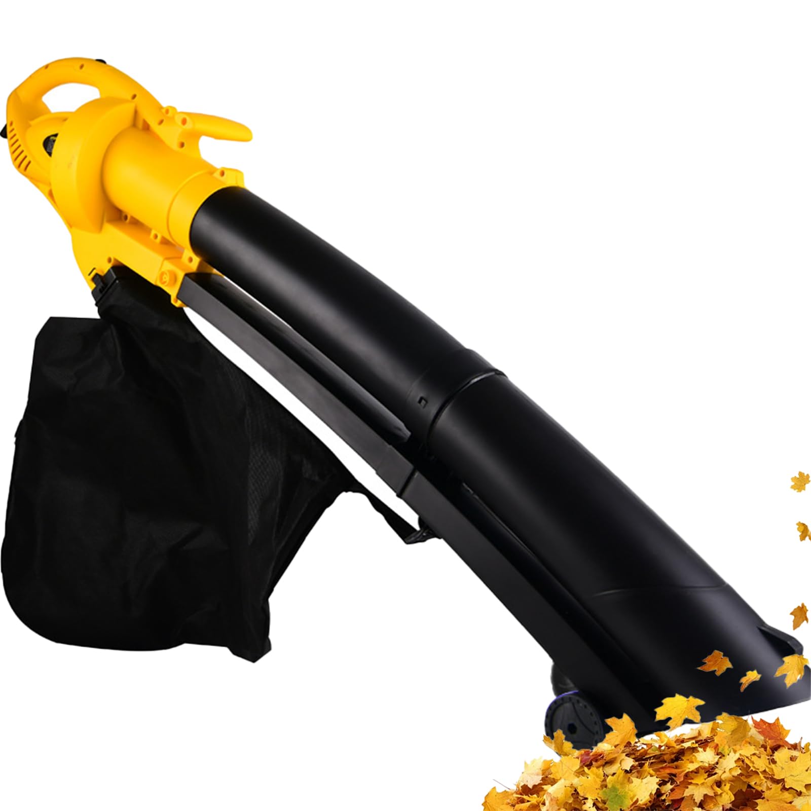 Soplador Eléctrico 3000 W, Aspirador de Jardín 270 km/h con Bolsa de 35 L | 6 Velocidades, Cambio Soplado/Aspiración con un Toque, Ruedas Guía y Tubo Desmontable para Residuos de Jardín