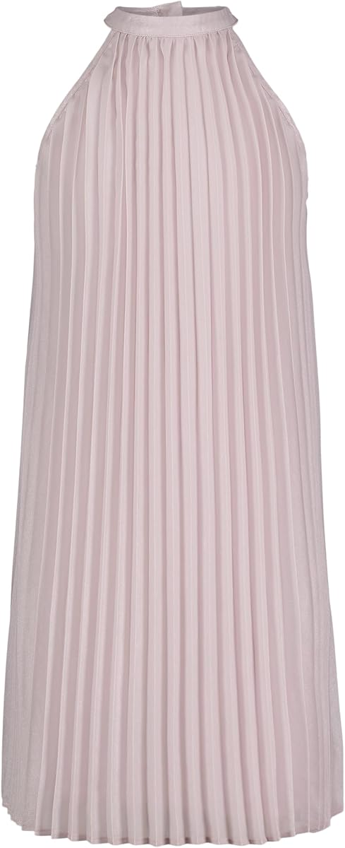 Girls' Sleeveless Party Dress, Fit and Flare Silhouette, Round Neckline & Back Zip Closure