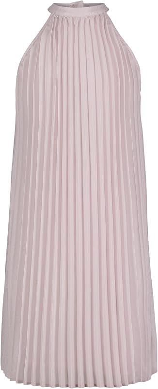 Girls' Sleeveless Party Dress, Fit and Flare Silhouette, Round Neckline & Back Zip Closure