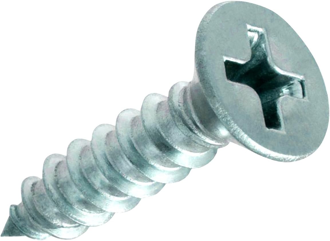 Rok Hardware #6 x 5/8" Flat Head Phillips Deep Thread Wood Screws Nickel (Zinc Finish) - Super Value 100 Pack