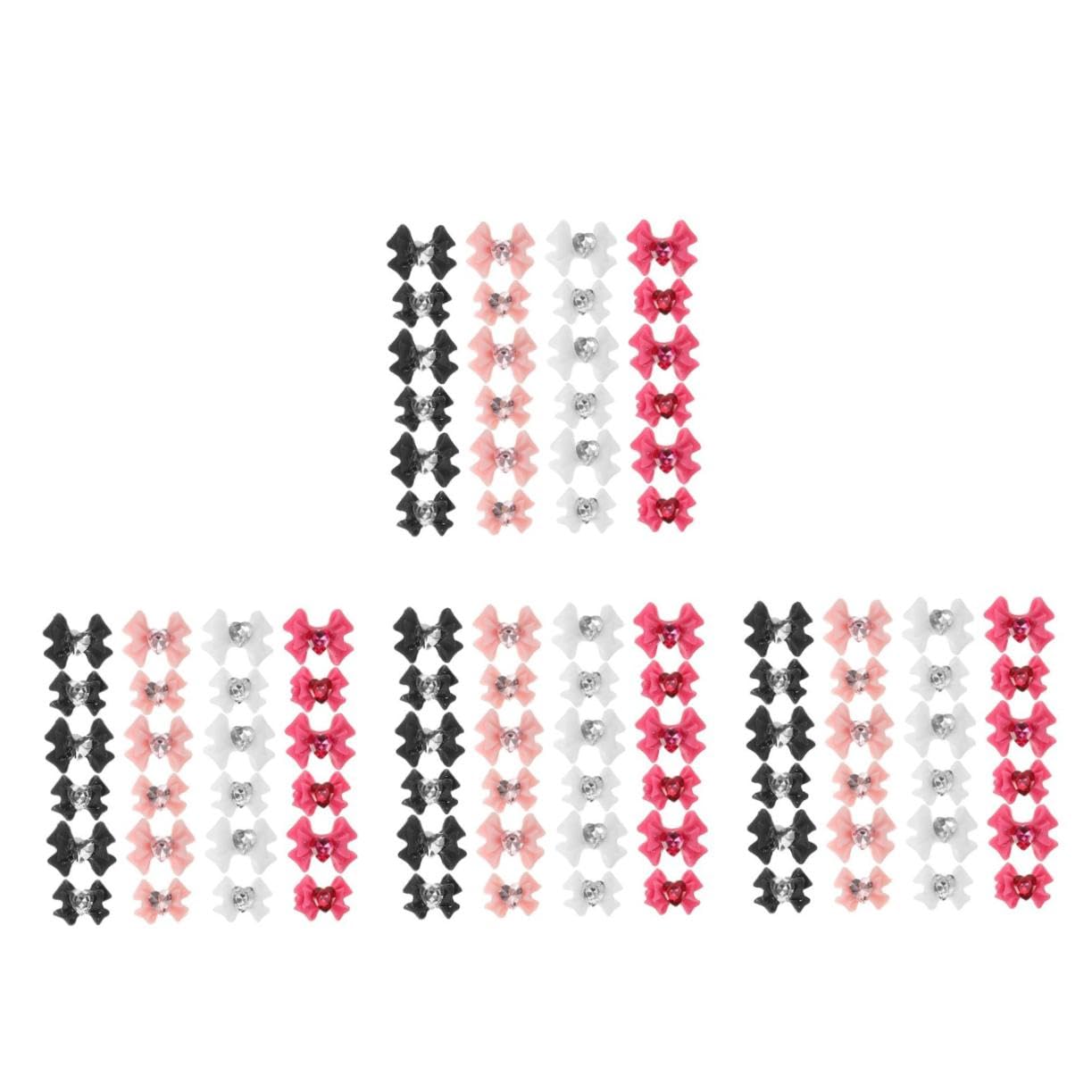 SHERCHPRY 4 Set Accessori Per Chiodi Rosa Ciondoli Per Unghie Con Strass 3d Gioielli Per Unghie Decorazione Di Nail Art Ciondolo Guidato Carino Cristallo Di 40 Pezzi*4