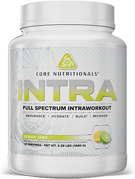 Core Nutritionals Intra Full Spectrum Intra Workout | Full Serving EAAs | Cyclic Dextrin & Dextrose | Endurance, Hydration, Recovery | 25 Servings Lemon Lime