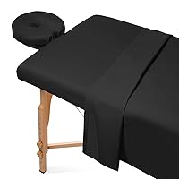 Vista 13 de Saloniture Juego de sábanas de microfibra para mesa de masaje de 3 piezas, funda de cama facial de alta calidad, incluye sábanas planas y ajustables
