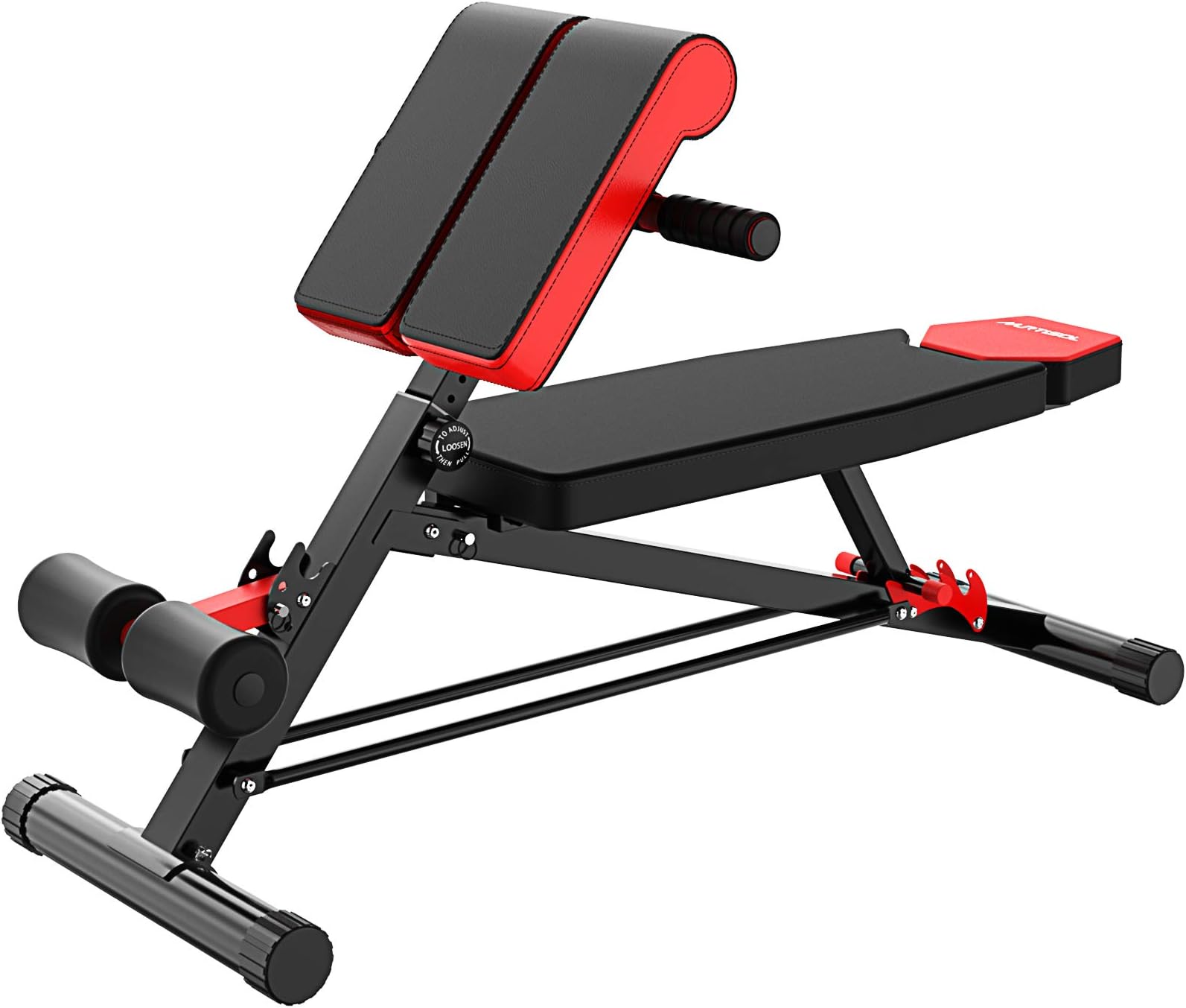 Multi-Functional Weight Bench with 3 Adjustments- Hyper Back Extension Bench, Roman Chair, Adjustable Ab Sit up Bench,Model 1210,Black&Red