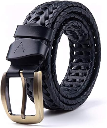 VOGARD Mens Braided Genuine Leather Original Branded Belt | Woven Leather Belt for Casual Pants with Brass Buckle| Micro A...