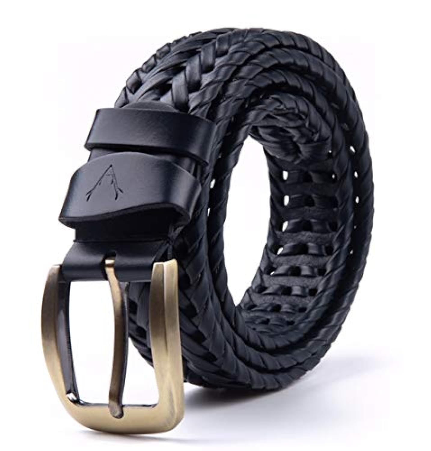 VOGARD Mens Braided Genuine Leather Original Branded Belt | Woven Leather Belt for Casual Pants with Brass Buckle| Micro Adjustable