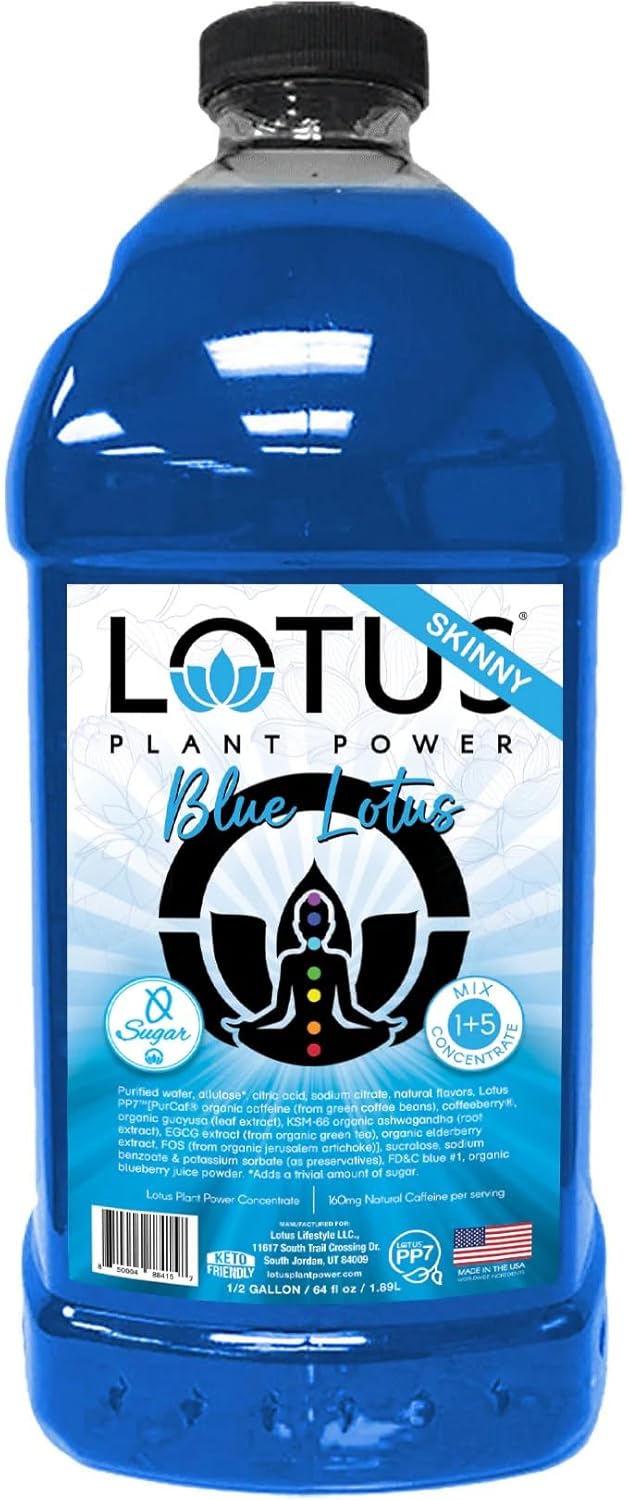 Skinny Blue Lotus Plant Energy Drink Concentrate | 64 fl oz | 1:5 | Natural Caffeine from Green Coffee Bean | Zero Sugar