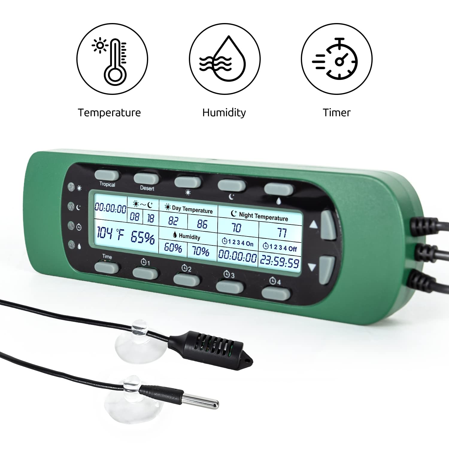 REPTI ZOO Termometro digitale per rettili igrometro regolatore per rettili serbatoio acqua terrario impermeabile rettile timer con termostato regolatore timer illuminazione