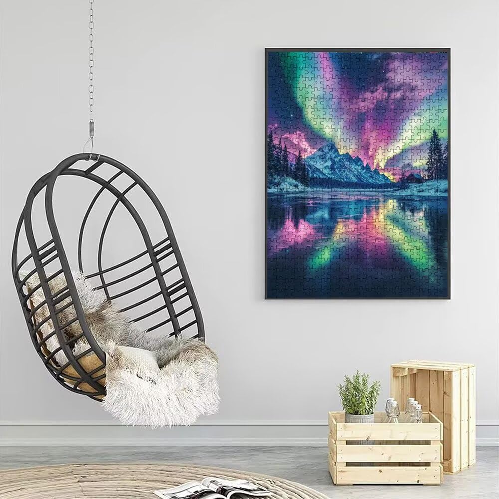 Puzzle 4000 sztuk, puzzle fantasy zorza polarna dla dorosłych 4000, drewniane puzzle, klasyczne gry edukacyjne, niemożliwe wyzwanie, rodzina gier, kreatywny prezent DX0YL1-483