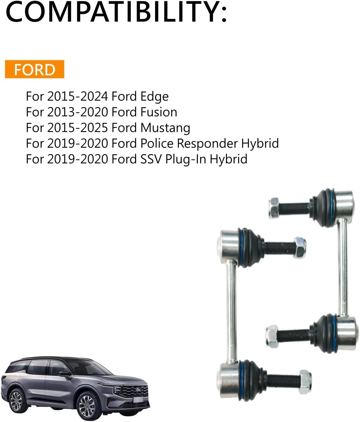 Stabilizer Bar Link Rear Left and Right For Ford Edge For 2013-2020 Ford Fusion For Ford Mustang For Ford Police Responder Hybrid For Ford SSV Plug-In Hybrid OE DG9Z5C486A 5182818 DG9C5C486AXC