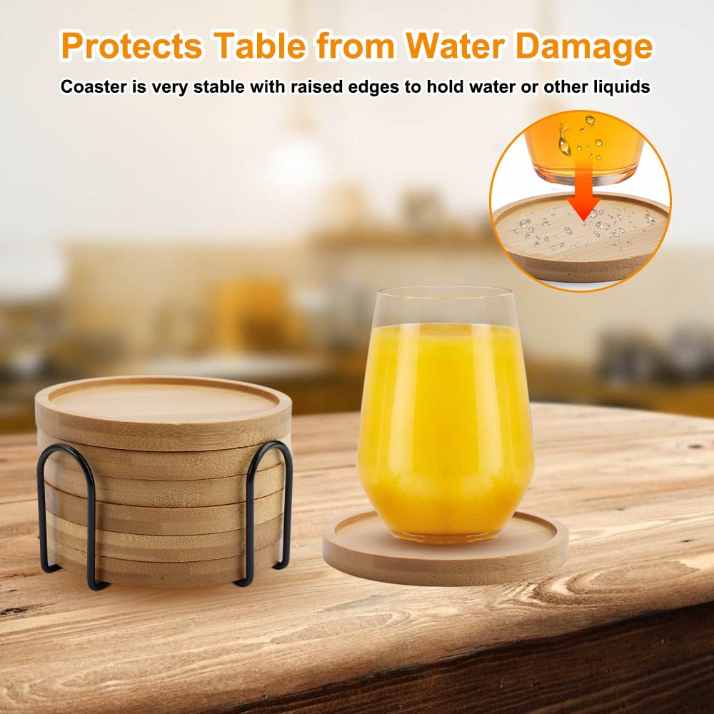 Bambus Untersetzer Rund fr Glser 6er Set,Coasters for Drinks mit Halter, Untersetzer Glser Waschbar,Bambus Glasuntersetzer Zarte,10cm Bambu  Tassenuntersetzer,Holzuntersetzer fr Getrnke,Bar,Tassen : Amazon.de:  Kche, Haushalt & Wohnen