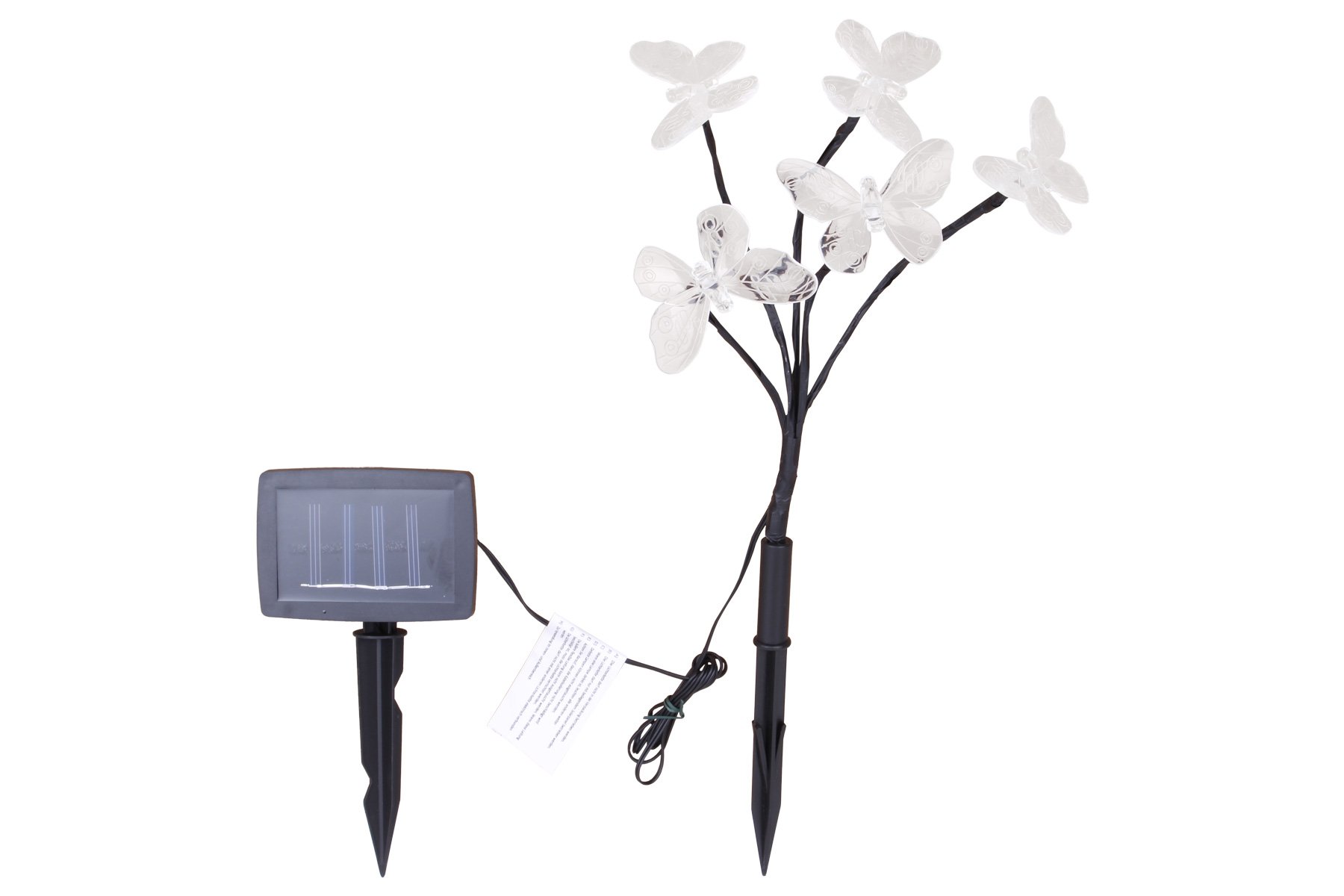 hellum Schmetterling solar, Solarlichter für außen mit 5 warmweiße LED, solar Schmetterlinge Erdspiess, Solarlampen für außen Garten, LED Lampe mit Gartenstäben 350142