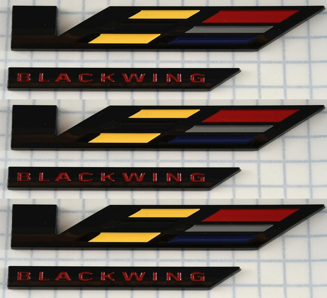 3Pcs V-Blackwing Emblems 3D Car Badge V Logo Replacement for 2020-2025 CT4 CT5 86596092 (Black/Yellow/Red)