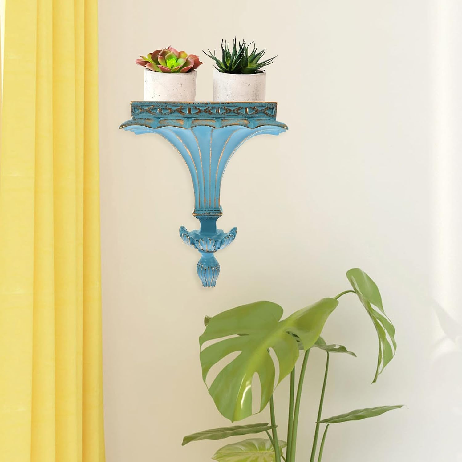 Floating Wall Mount Shelf Nordic Style Simple Storage Holder Light Blue Decorative Shelf for Living Room Wall Organization
