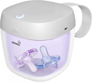 GROWNSY Pacifier Sanitizer Portable, UV Light Sanitizer on The Go for Baby, USB Charging Sanitizer Case, Mini Pacifier Sanitizer 99.99% Cleaned in 59 Seconds (White)