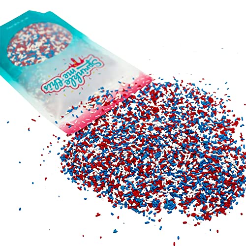 Stars & Stripes for Decorating, Baking, and Toppings in Blue, White, Red Jimmies,Fancy Edible, Patriotic Cake,Cookie, Cupcake and Ice Cream Sprinkles (8 Oz)