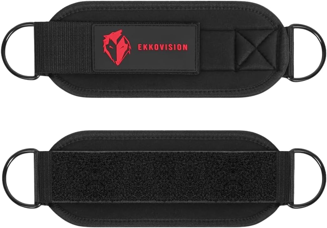 Ekkovision Ankle Straps for Cable Machines – Padded, Adjustable Gym Ankle Cuffs for Glutes, Leg Workouts & Strength Training