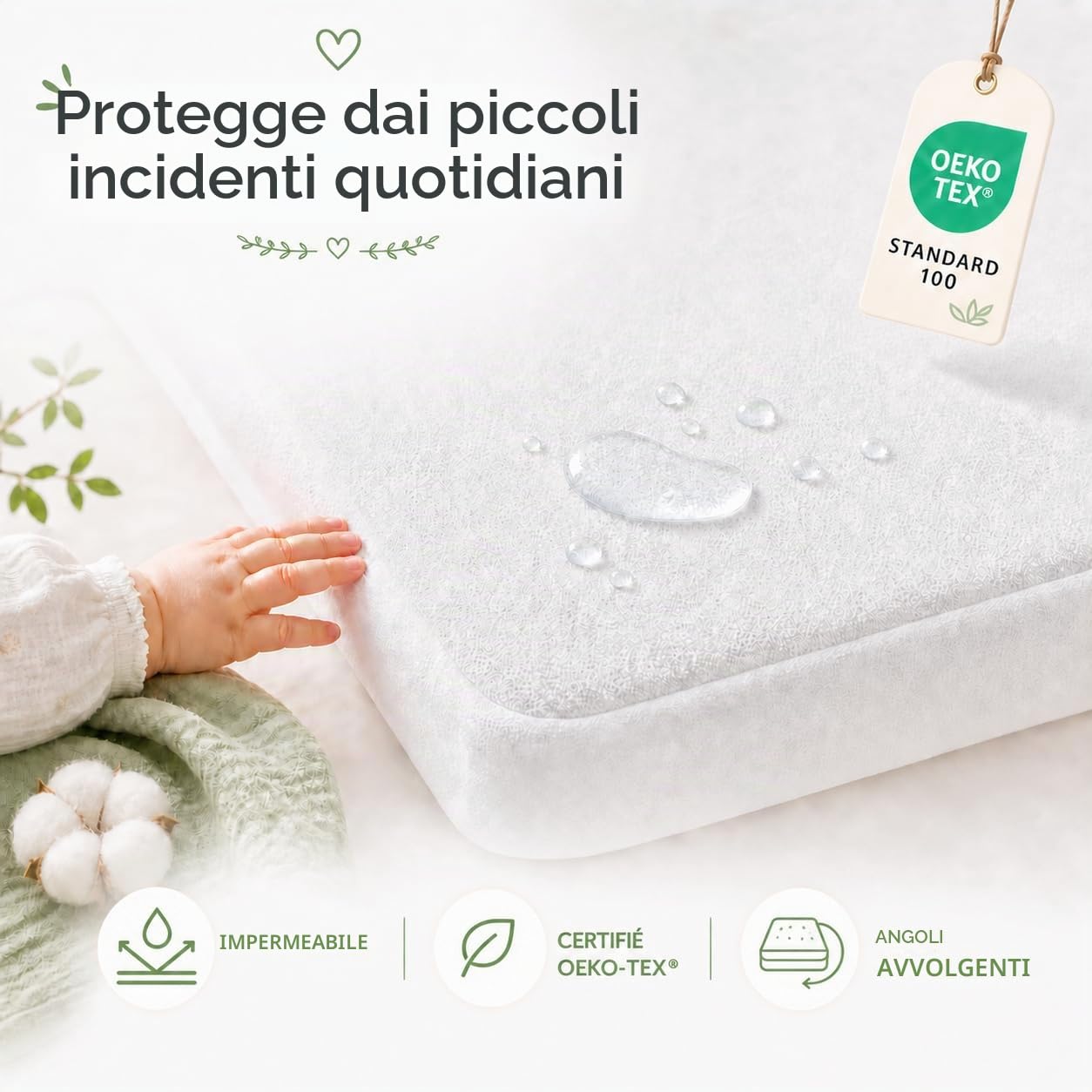 Coprimaterasso Next to Me Salvapipì Impermeabile per Culle Compatible Kinderkraft Neste Up Certificato Oeko-Tex 50 x 83 cm